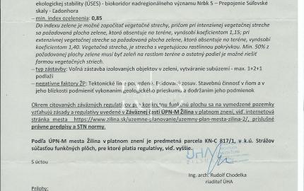 Na predaj rekreačný pozemok o výmere 2310 m2 v k.ú. Strážov, obec Žilina