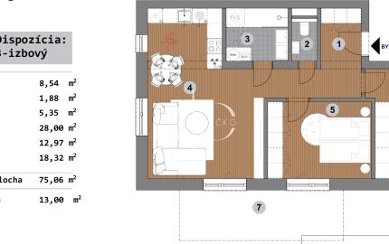 NOVOSTAVBA - predaj -  3 izb. byt, Bzovík - Krupina