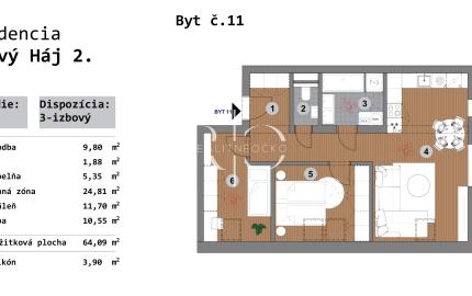 NOVOSTAVBA - predaj -  3 izb. byt, Bzovík - Krupina