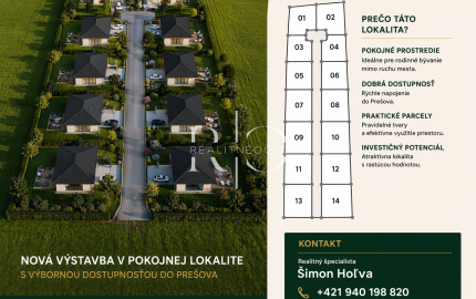 Na predaj stavebné parcely 400m2, obec Čelovce - Prešov
