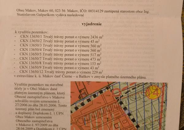 Na predaj dva stavebné pozemky Makov - Čadca o výmere 560 m2