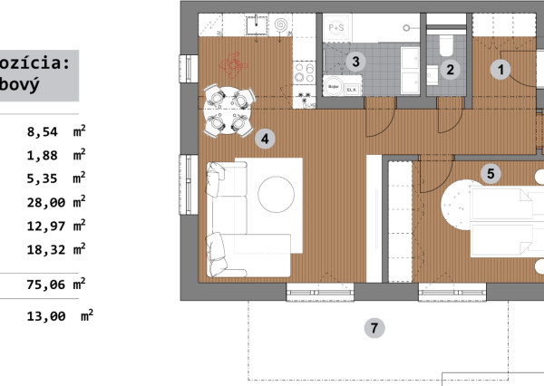 NOVOSTAVBA - predaj -  3 izb. byt, Bzovík - Krupina