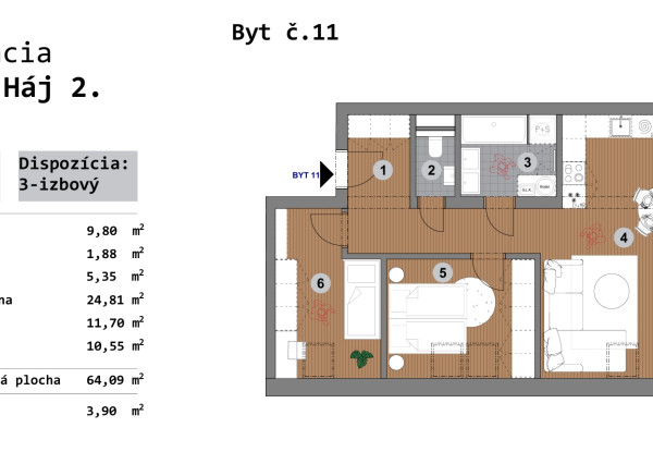 NOVOSTAVBA - predaj -  3 izb. byt, Bzovík - Krupina