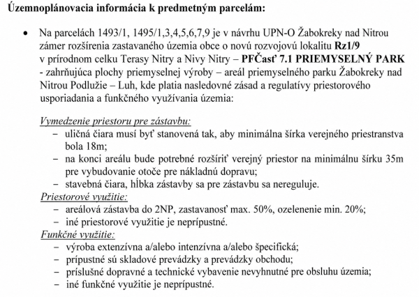 Na predaj priemyselné pozemky, Žabokreky n/N, Partizánske