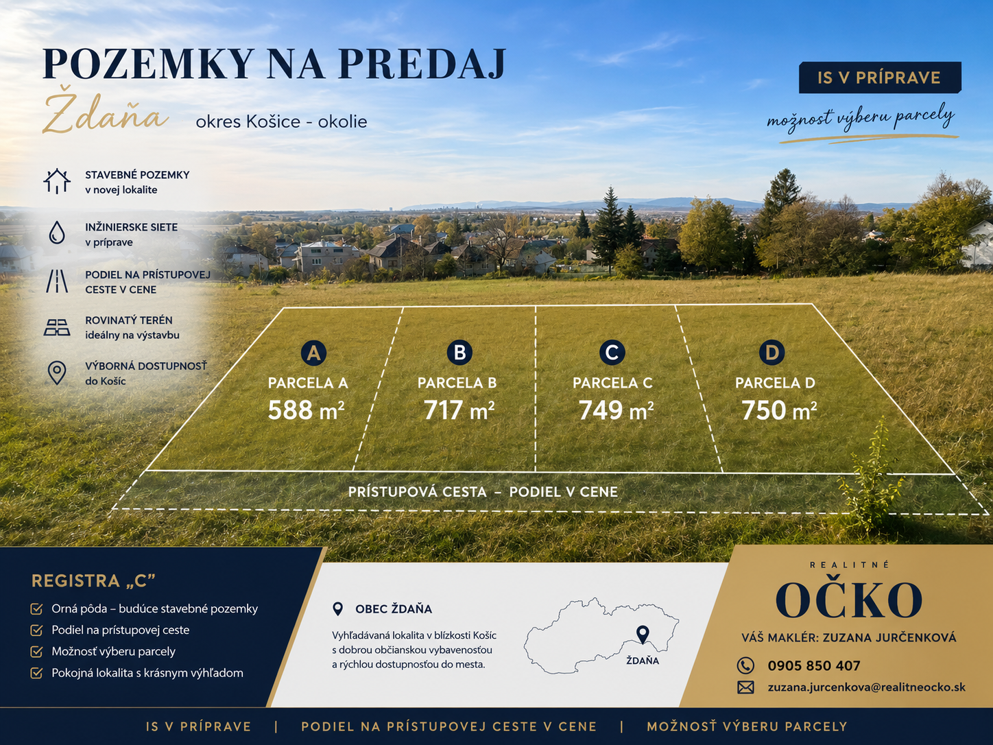 Na predaj stavebný pozemok obec Ždaňa, okres Košice